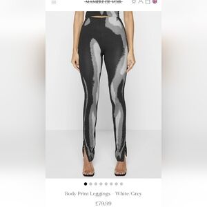 Body Print Leggings - White/Grey